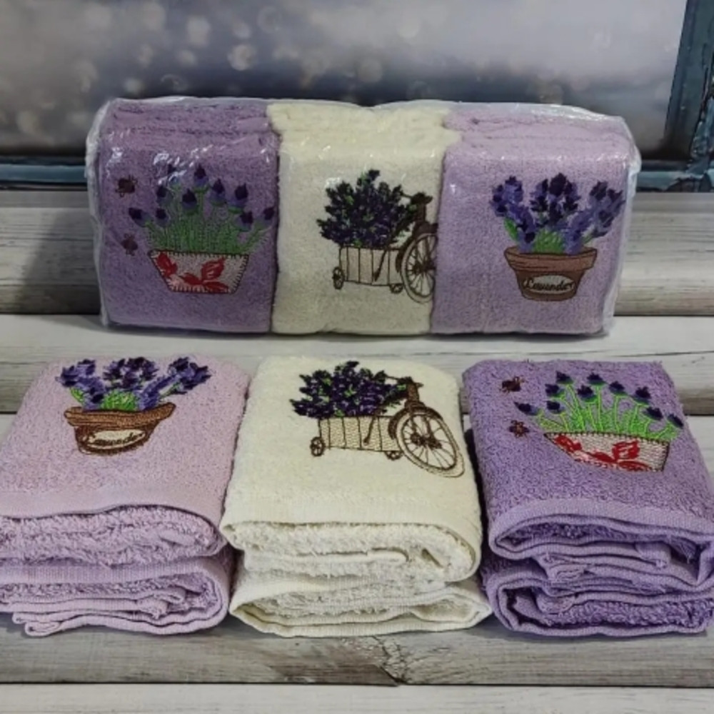 Кухонні рушники 30x50 см, 6 шт/уп, ПВХ упаковка Mame Lavanta / Набір кухонних рушників / Рушники з Туреччини, фото 1