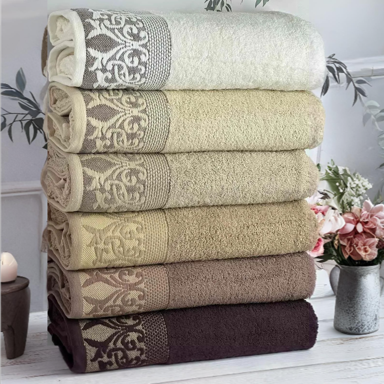 Рушники, бавовна, 6 шт/уп., 140x70, Sweet dream Zincir / Комплект махрових рушників / Набір банних рушників, фото 1