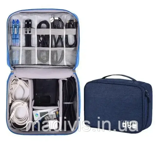 Якісний жорсткий органайзер для аксесуарів, планшета iPad, кабелів 28х21х9 см., фото 1