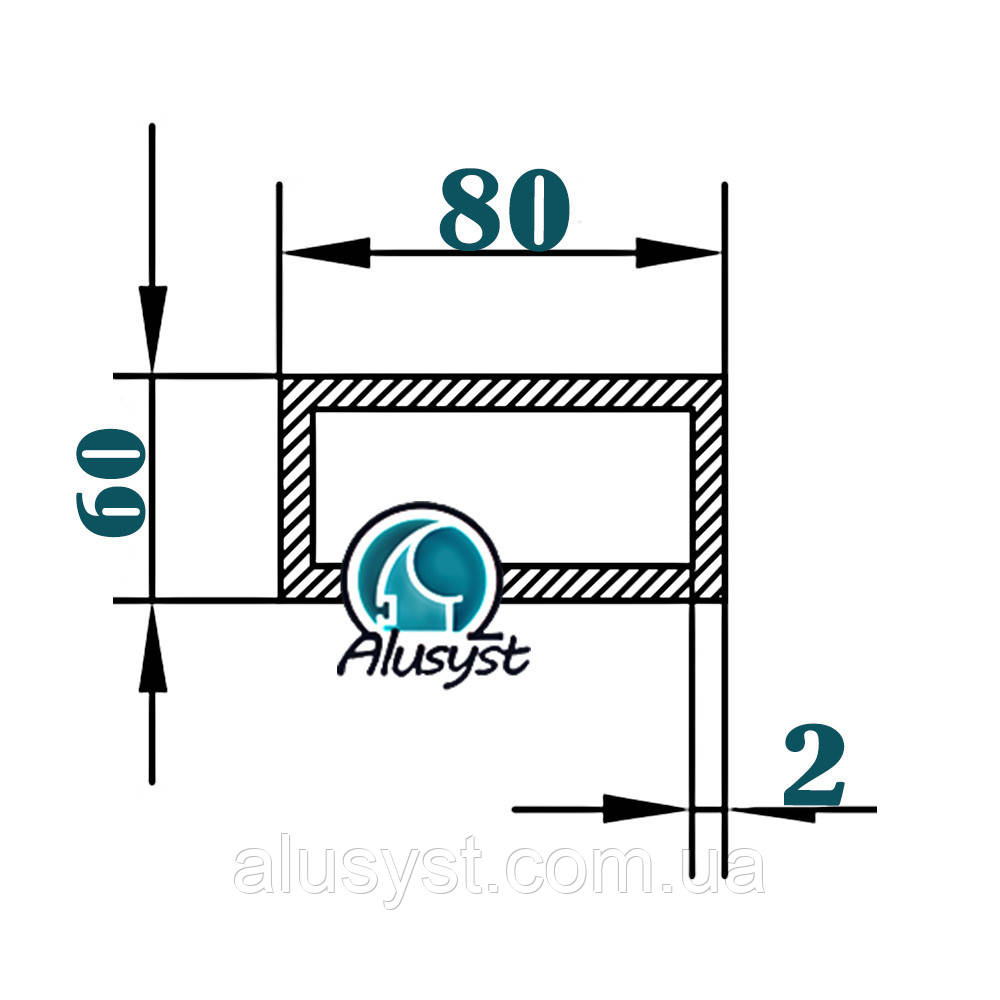 80х60х2 / труба 50см / без покриття