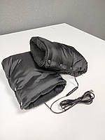 Найтепліші муфти рукавички на коляску чорні на чорному флісі зимові з підігрівом від USB