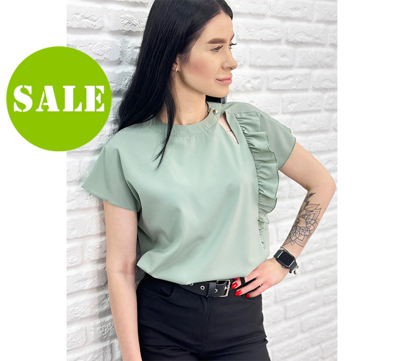 Жіноча блузка з оборкою "Naomi" оптом | Норма і батал | Розпродаж моделі, фото 1