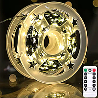 Світлодіодна гірлянда Роса від USB, 10 м, 100 LED, зелений дріт, Теплий білий / Новорічна гірлянда на ялинку