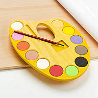 Акварельні фарби сухі "Палітра", 12 кольорів, пластикова палітра 22x15 см, Жовта
