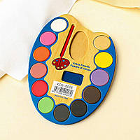 Акварельні фарби сухі "Палітра", 12 кольорів, пластикова палітра 22x15 см, Синя