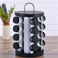 Набір ємностей для спецій 16 шт. Kamille на круглій підставці з неіржавкої сталі (KM-7043)