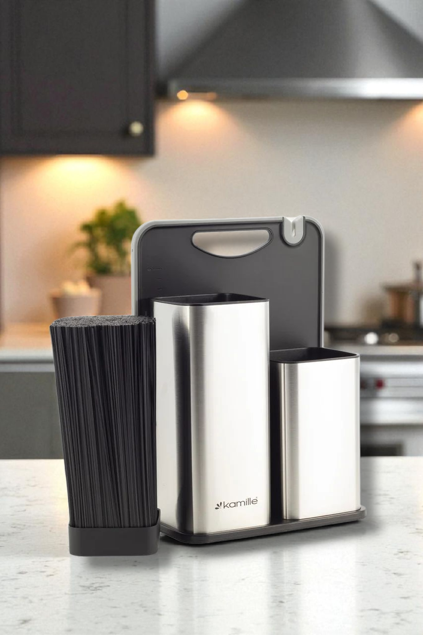 Набір Підставка для ножів + приладдя + дошка Kamille KM-7610