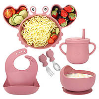 Дитячий силіконовий набір посуду для годування Tableware Set "Корабик" 6 предметів (MA-4908)