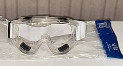 Окуляри захисні Vision прозорі з непрямою вентиляцією 4 клапани (лінза: ПС, оправа: ПВХ, гумка: ширина 40 мм) VITA