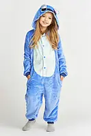 Кигуруми пижама детская Стич синий качественная мягкая зимняя теплая пижама