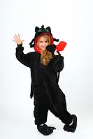 Кигуруми пижама детская Черный дракон беззубец качественная мягкая зимняя теплая пижама