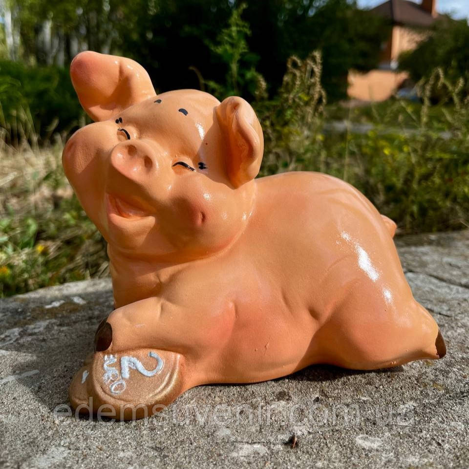 Скарбничка Свинка керамічна 18×12×17 см – грошова копілка, декоративна свинка для монет, фото 1