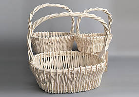 Набір великих овальних вибілених кошиків 3 шт. YLF2410299