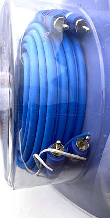 Кабель аудіо 2RCA-2RCA + жила (висока якість), 5 м, синій, фото 2