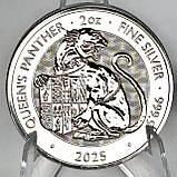 Срібна монета 5 фунтів Queen’s Panther 2025 року — 2 унції, Велика Британія, срібло 999 проби, фото 7