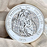 Срібна монета 5 фунтів Queen’s Panther 2025 року — 2 унції, Велика Британія, срібло 999 проби, фото 10