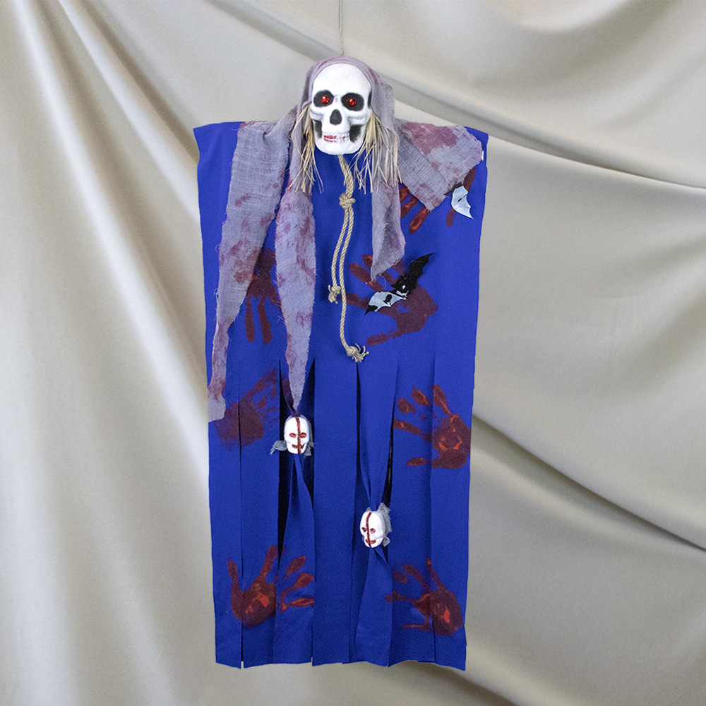 Декор для хеллоуїна Примарний Череп (125см) синій електрик с зеленим 10086, фото 1