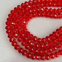 Намистини кришталеві рондель 8х6мм, нитка-60 шт, червоний прозорий