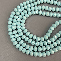 Намистини кришталеві рондель 8х6мм, нитка-60 од, світло-блакитний прозорий