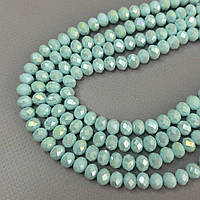 Намистини кришталеві рондель 8х6мм, нитка-60 од, светло-голубой матовый с покрытием АВ