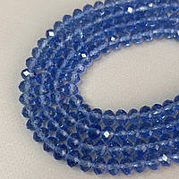 Намистини кришталеві рондель 8х6мм, нитка-60 од, синій світлий прозорий