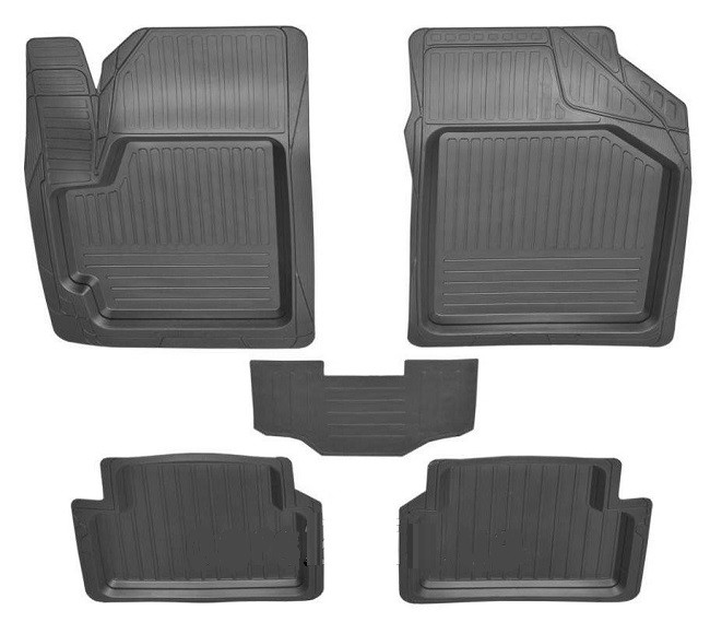 Кілімки салону Daewoo Lanos Aveo Lacetti 5 шт. Коритом + перемичка "РТІ", фото 1