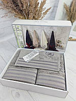 Гарний набір із трьома рушниками Maison D'or Delon, сизий, 30х50-1шт. 50х100-1шт. 70х140-1шт