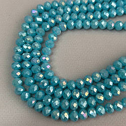 Намистини кришталеві рондель 8х6мм, нитка-60 од, блакитний матовий з покриттям АВ