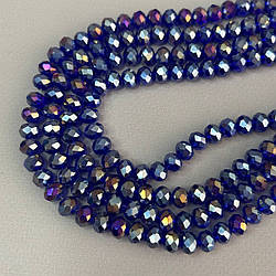 Намистини кришталеві рондель 8х6мм, нитка-60 од, темно-синий с покрытием АВ