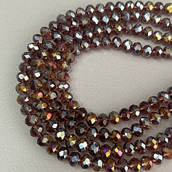 Намистини кришталеві рондель 8х6мм, нитка-65 од, аметистовий прозорий з покриттям АВ