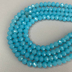 Намистини кришталеві рондель 8х6мм, нитка-65 од, блакитний матовий