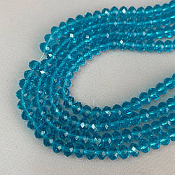 Намистини кришталеві рондель 8х6мм, нитка-65 шт, блакитний прозорий