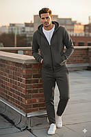 Чоловічий спортивний костюм на флісі 4865 темно-сірий, 48