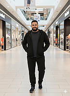 Чоловічий спортивний костюм батал на флісі 6980 чорний, 56