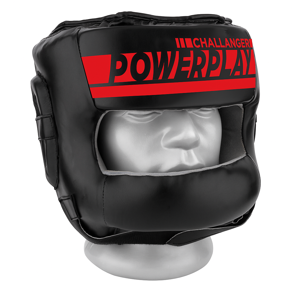Боксерський шолом тренувальний PowerPlay 3067 Challanger з бампером PU + Amara Червоний M