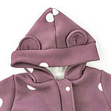 Комбінезон на блискавці для немовлят з начосом з капюшоном та шапочкою Pea, фото 3