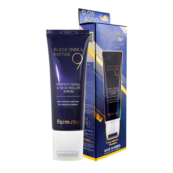 Сироватка для обличчя FarmStay Black Snail & Peptide9 Perfect Facial & Neck Roller Serum 100ml, фото 1