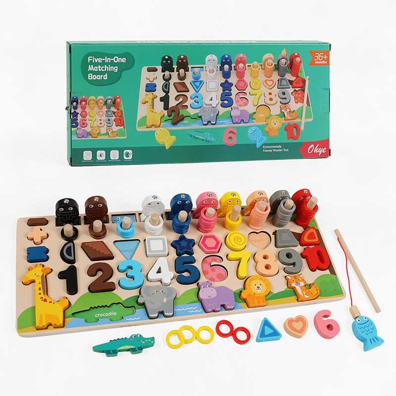 Логічна дерев’яна дошка - магнітна риболовля, сортер, C 65026