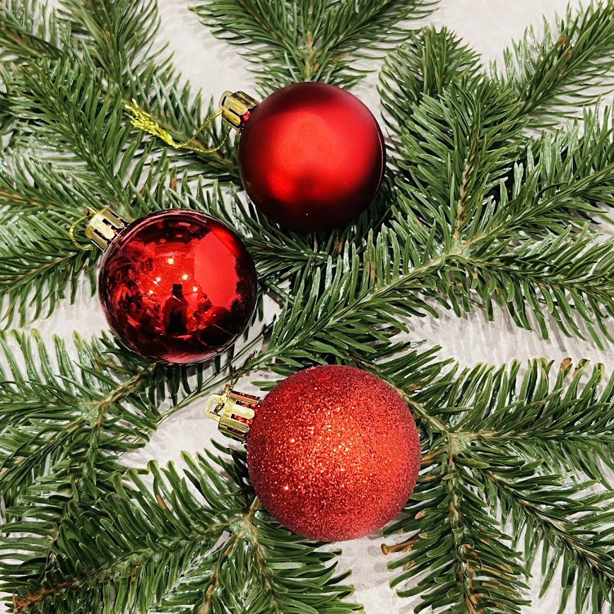Набор елочных украшений – шары 6 см (блестки, матовые, блестящие), 3 шт, арт 017369, Красный, фото 1