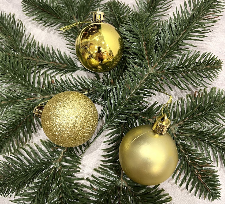 Набор елочных украшений – шары 6 см (блестки, матовые, блестящие), 3 шт, арт 017371, Золотой, фото 1