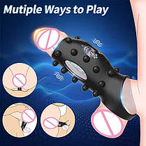 Насадка з вібрацією і шипами на пінис і мошонку Ultimate Couples Cage USB, фото 2