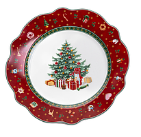 Тарілка десертна Christmas 21.5 см порцеляновий новорічний принт Біло червоний