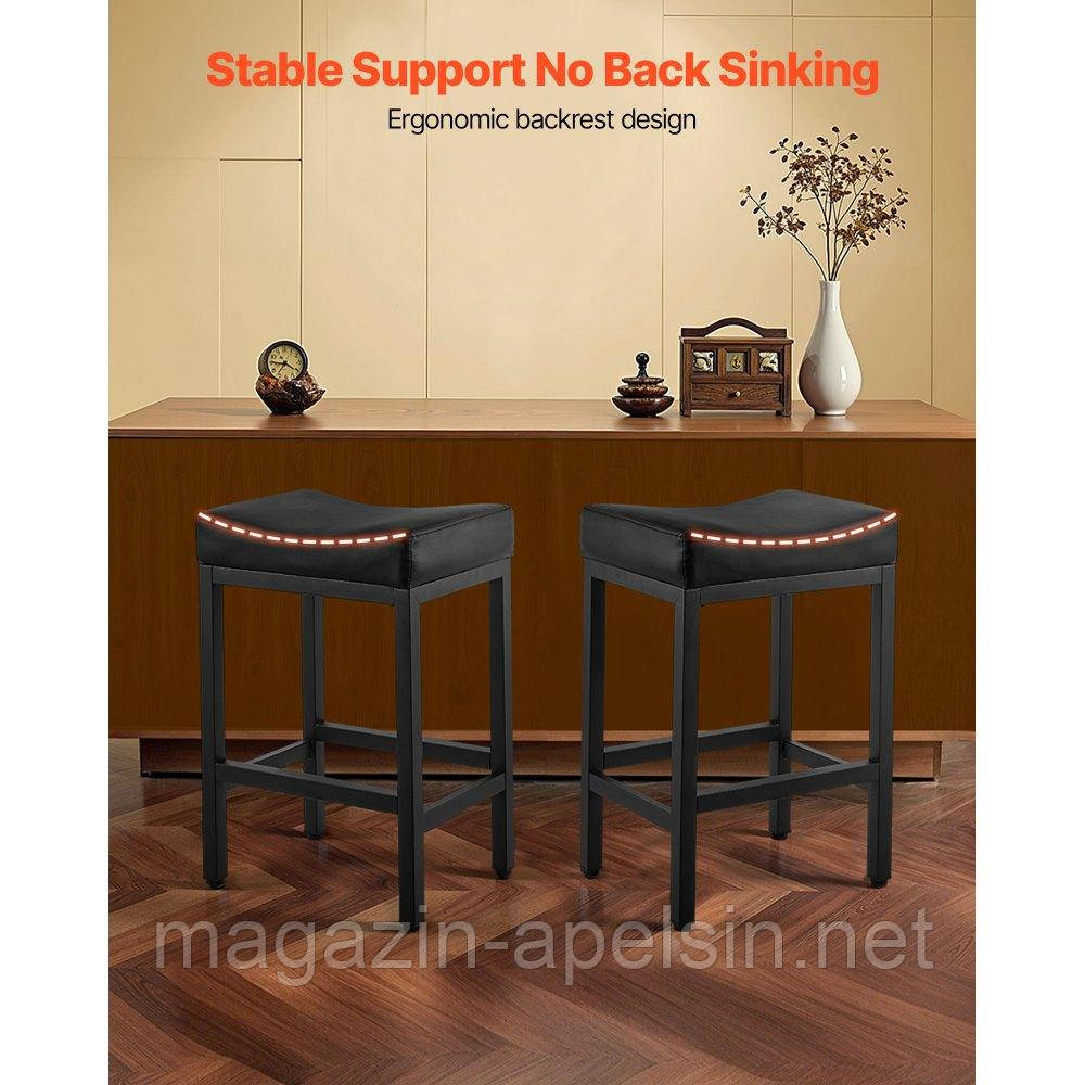 Барні стільці VEVOR, стільці для стійки зі штучної шкіри, 2 предмети, стільці для бістро (висота 645 мм) з м'яким сидінням та