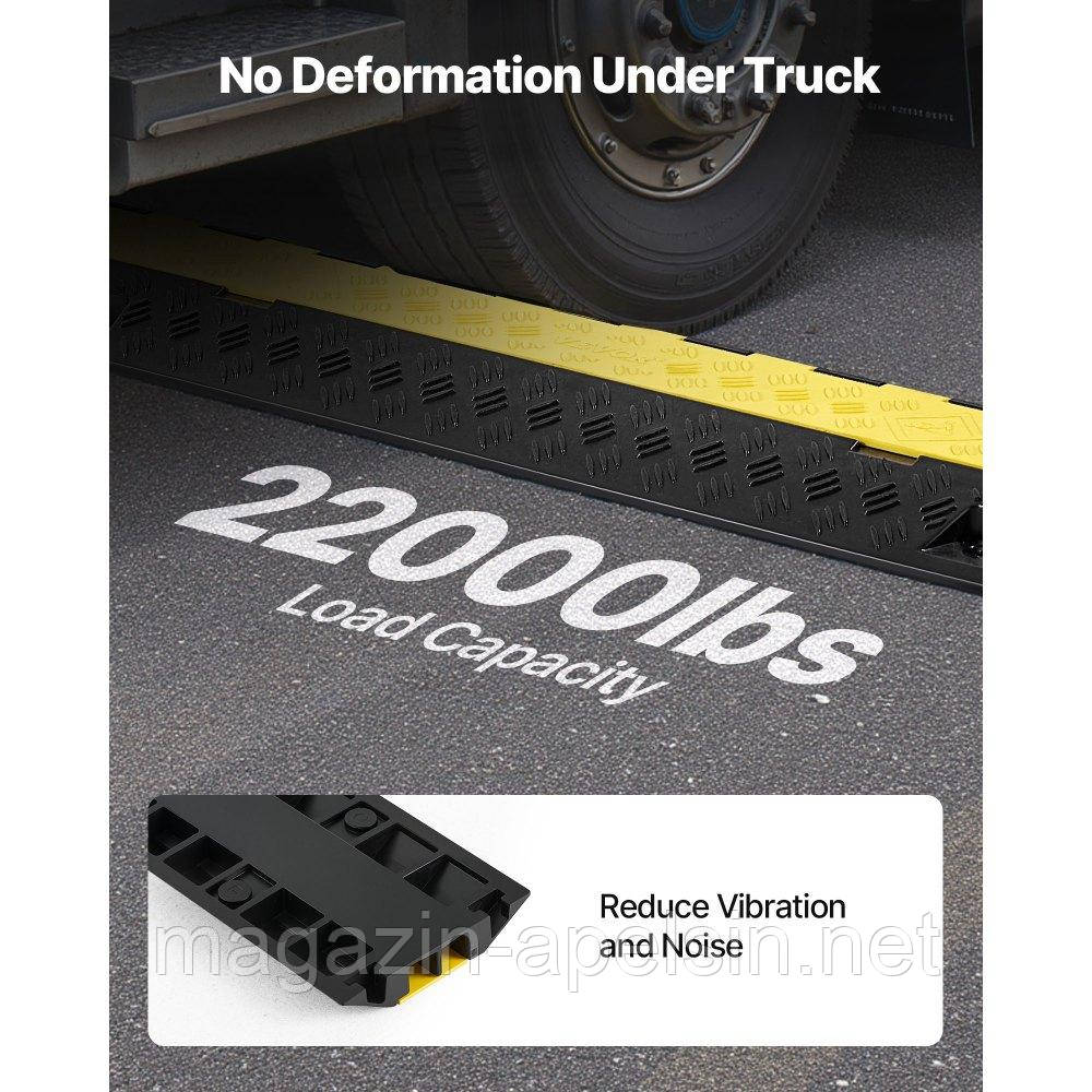 Захист кабелю VEVOR 940 мм, вантажопідйомність 9979 кг/вісь, 2-канальний (31 x 28 мм) захист кабелю TPU, захист від спотикання,