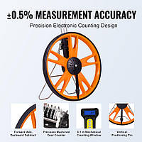 Вимірювальне колесо VEVOR ±0,5% Вимірювальний роликовий спідометр з телескопічною штангою 104-71 см Геодезичне колесо φ317,5 мм