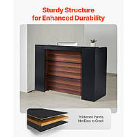 Прямокутний стіл для рецепції VEVOR, стійка рецепції, касир зі світлодіодним підсвічуванням, стіл для рецепції для каси, вестибюля