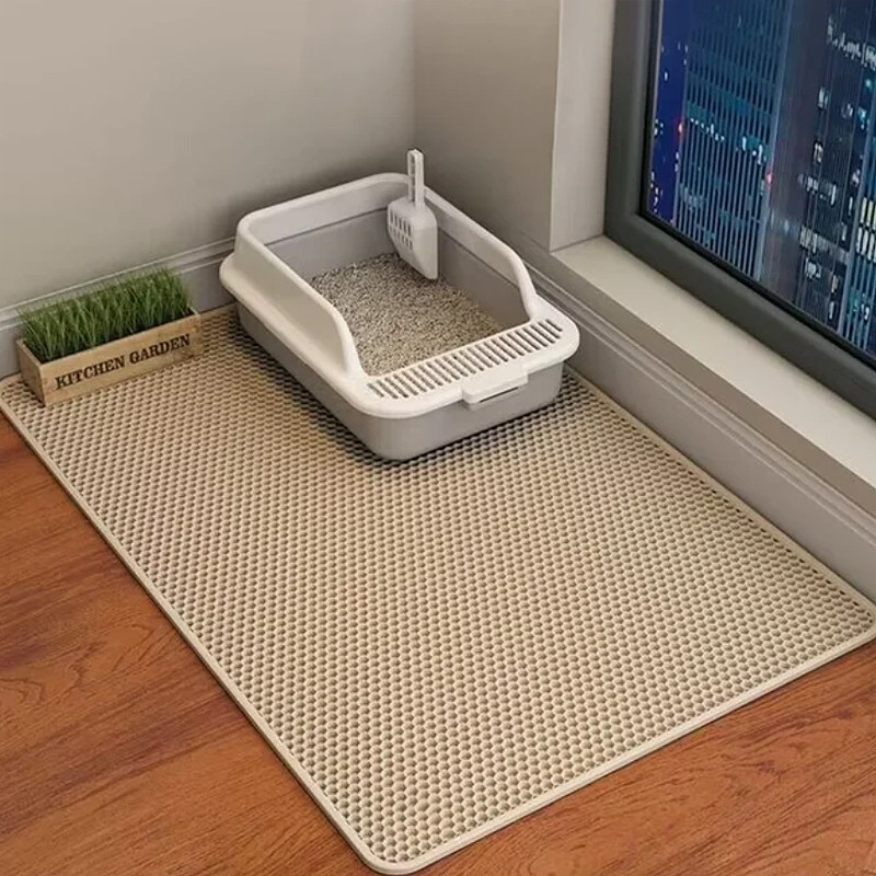 Килимок для котячого туалету двошаровий водонепроникний, 90*60 см. Бежевий