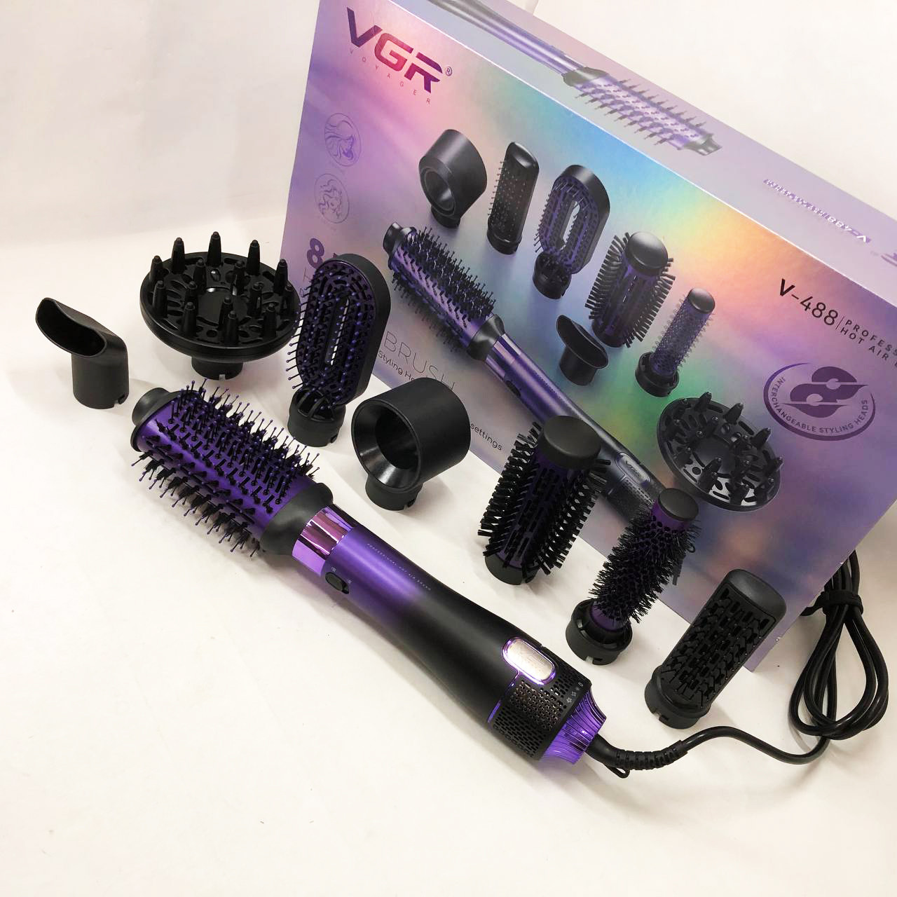 Стайлер-гребінець для випрямлення волосся, Електричний фен для укладання, Фен професійна щітка AX-57, фото 1