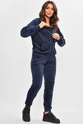 Спортивний костюм жіночий велюр темно-синього кольору 207115T Безкоштовна доставка
