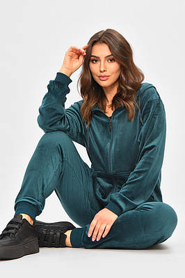 Спортивний костюм жіночий велюр смарагдового кольору р.XL 207118T Безкоштовна доставка